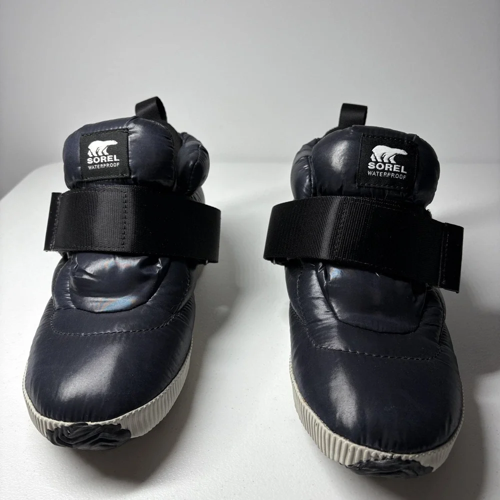 SOREL Womens Out N About Puffy Waterproof Winter Sneaker Boots Size 8 Navy‎ Blue